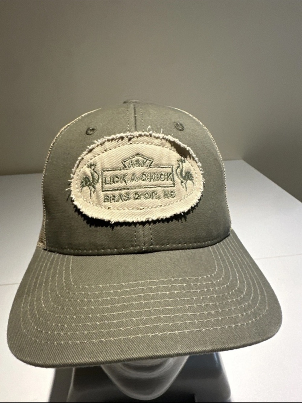 Olive Green Distressed Patch Baseball Cap